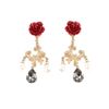 Dolce & Gabbana Rose Drop Earrings in Red (rose) - Lyst