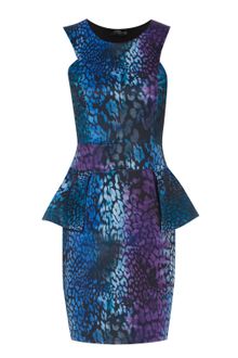 Jane Norman Animal Marble Peplum Dress - Lyst