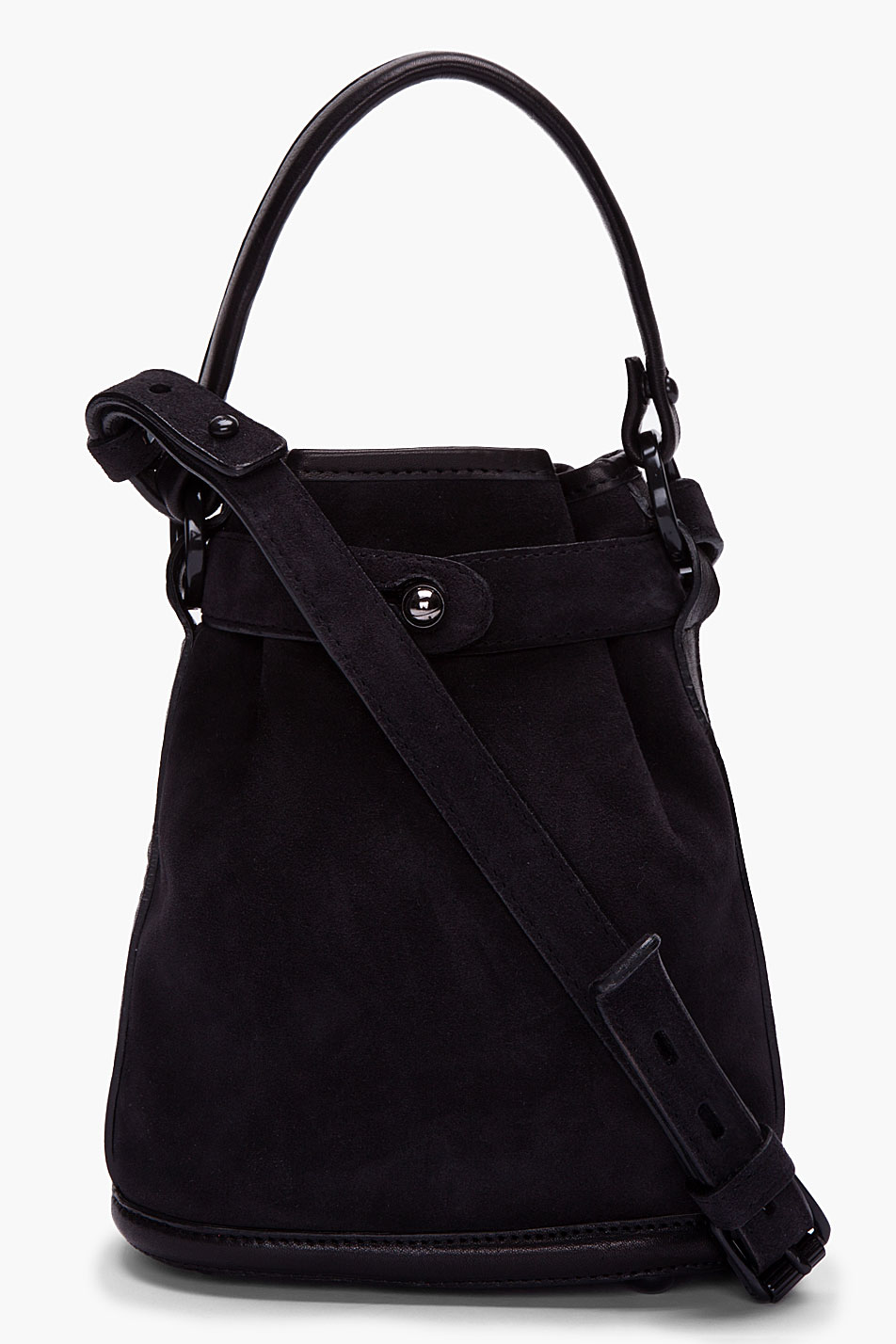 Opening Ceremony Small Black Suede Bucket Bag in Black | Lyst