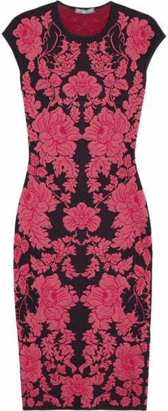Alexander Mcqueen Brocade Dress in Red (black) - Lyst