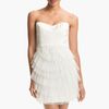 Bcbgmaxazria Strapless Mesh Tier Satin Dress in White (gardenia) - Lyst