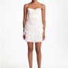 Bcbgmaxazria Strapless Mesh Tier Satin Dress in White (gardenia) - Lyst