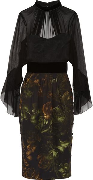 Gucci Silk chiffon and Printed Silk Dress - Lyst