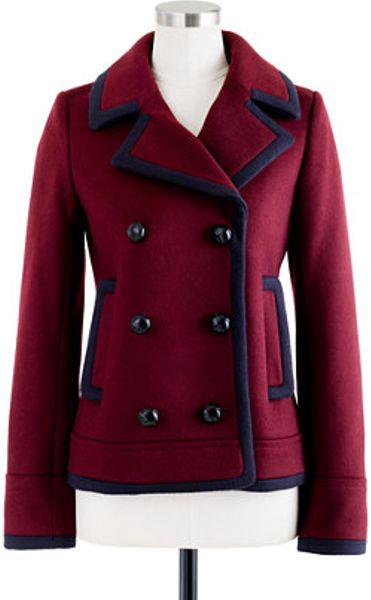 Jcrew Tipped Peacoat In Purple Cabernet Lyst