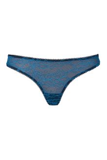 Kiki De Montparnasse Peacockblack Leavers Lace Ingenue Thong - Lyst