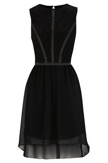 Oasis Oasis Lace and Pu Dip Hem Dress Black - Lyst