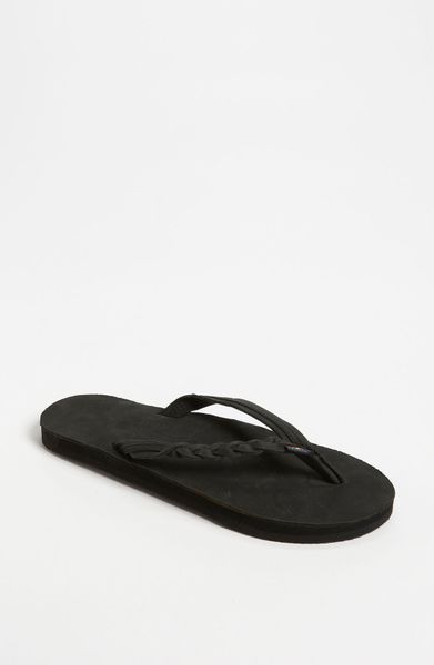 Rainbow Flirty Braided Leather Flip Flop in Black - Lyst