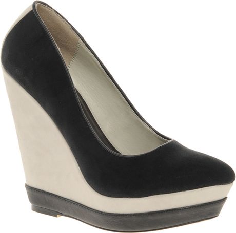 River Island Contrast Wedge Shoes in Black | Lyst