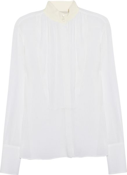 Stella Mccartney Emilia Seer sucker silk Shirt in White - Lyst