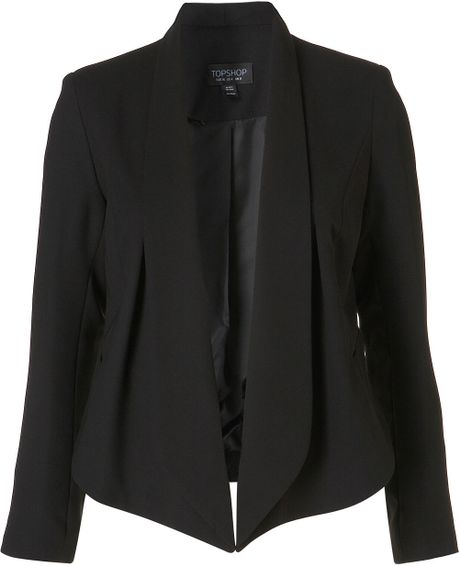 Topshop Seam Front Waterfall Jacket in Black - Lyst