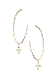 Topshop Cross Drop Hoops - Lyst
