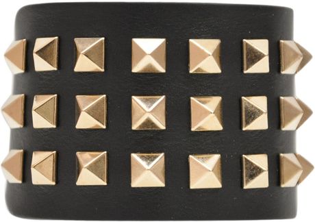 Valentino High Rock Stud Bracelet in Black - Lyst