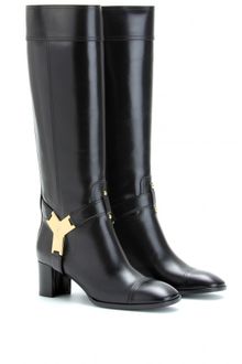 Yves Saint Laurent Leather Boots with Logo Plaque - Lyst