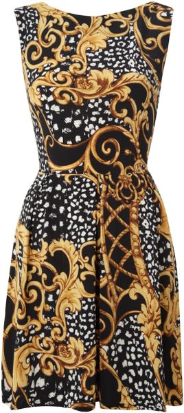 Ax Paris Baroque Print Skater Dress in Black - Lyst