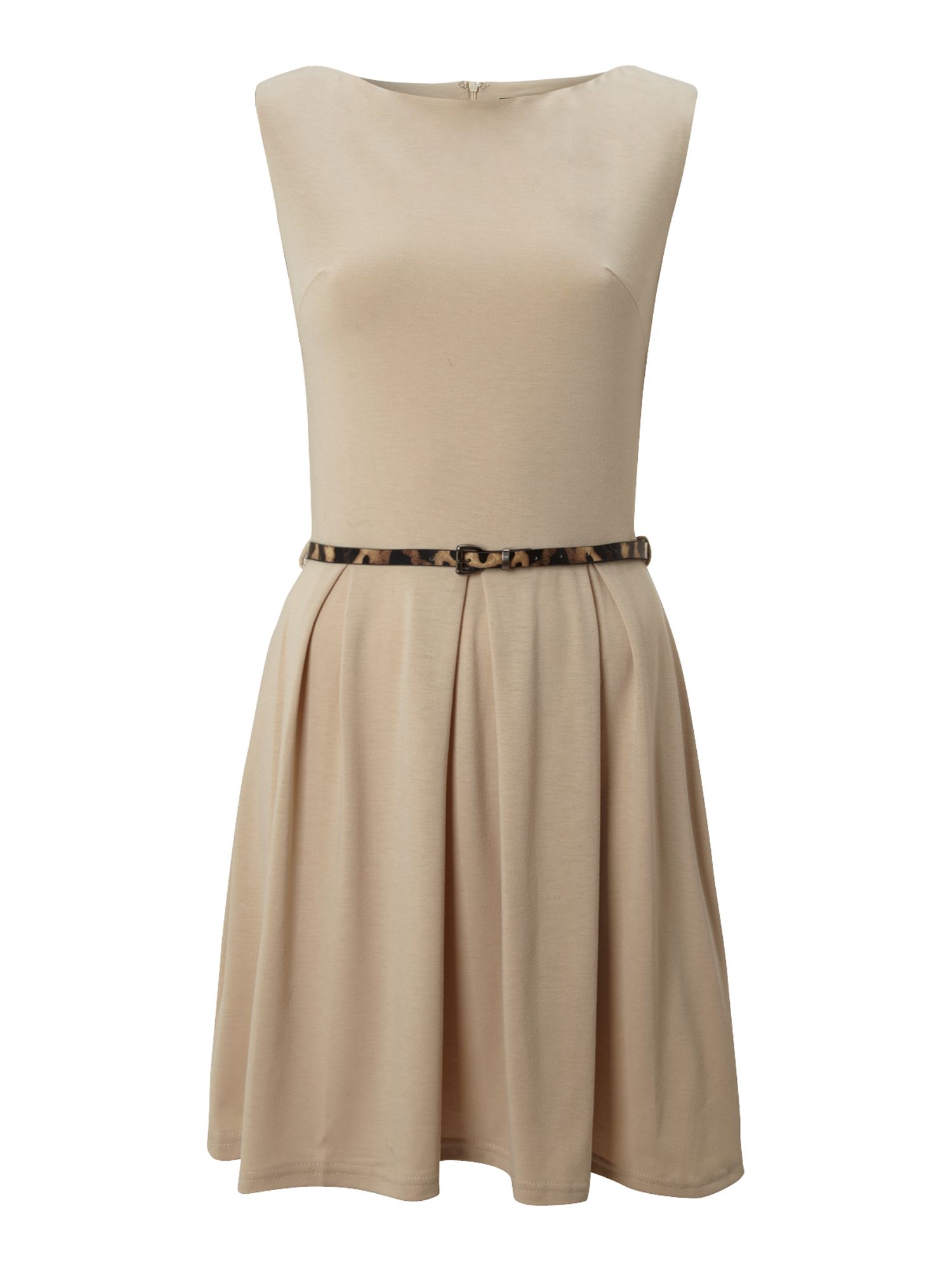 Ax Paris Belted Skater Dress in Beige (stone) Lyst