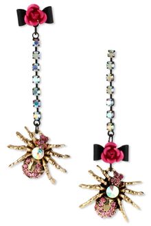 Betsey Johnson Goldtone Glass Crystal Spider Drop Earrings - Lyst
