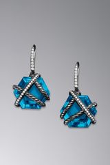 David Yurman Cable Wrap Earrings Blue Topaz 14mm