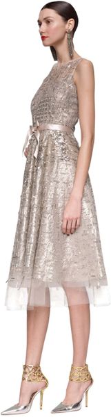 oscar de la renta silver gown