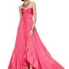 Oscar De La Renta Pleated Sweetheart Gown in Pink (coral) - Lyst