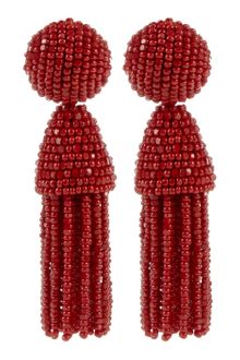 Oscar de la Renta Short Beaded Tassel Earring - Lyst