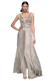 Oscar de la Renta Lame Pleated Goddess Gown - Lyst