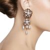 Oscar De La Renta Baroque Drop Earrings in Gold (white) - Lyst