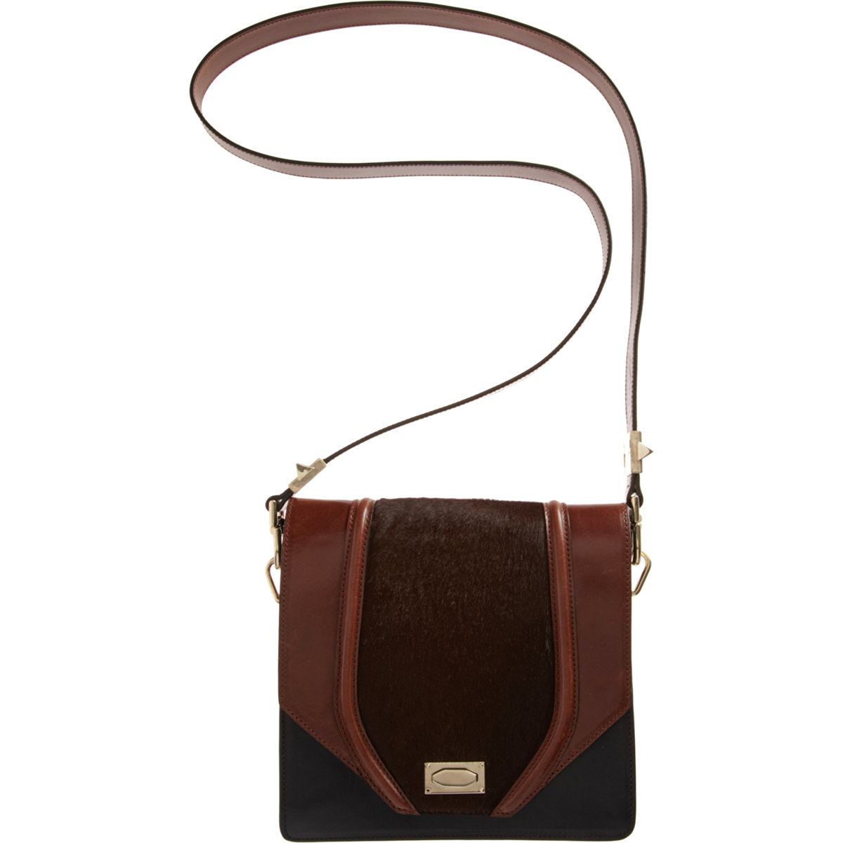 Givenchy Ponyhair Colorblock Crossbody Bag in Brown (gold)