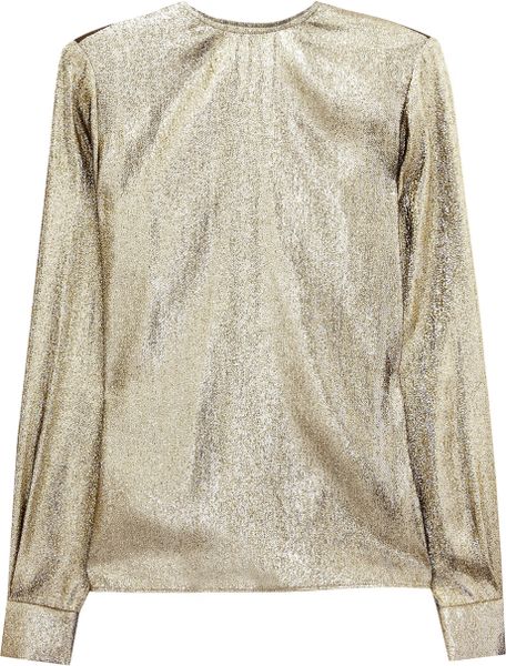 Stella Mccartney Wise Metallic Silkblend Top in Gold - Lyst