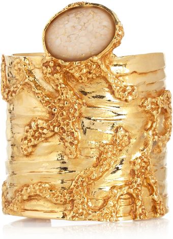 Yves Saint Laurent Large Arty Goldplated Glass Cuff - Lyst
