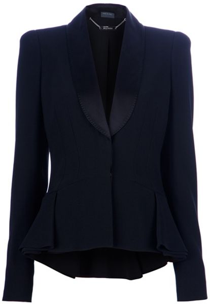 Alexander Mcqueen Ruffle Blazer in Black - Lyst