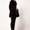 Asos Collection Fur Coat with Pu Belt in Black - Lyst