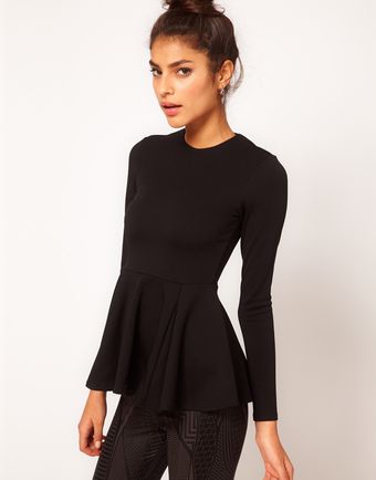 ASOS Collection  Top with Peplum in Bonded Fabric - Lyst