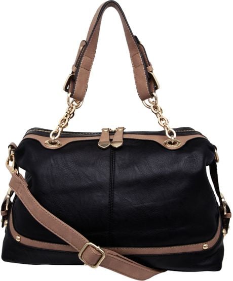 dune black handbag with gold chain