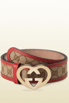 Gucci Belt with Heartshaped Interlocking G Buckle - Lyst