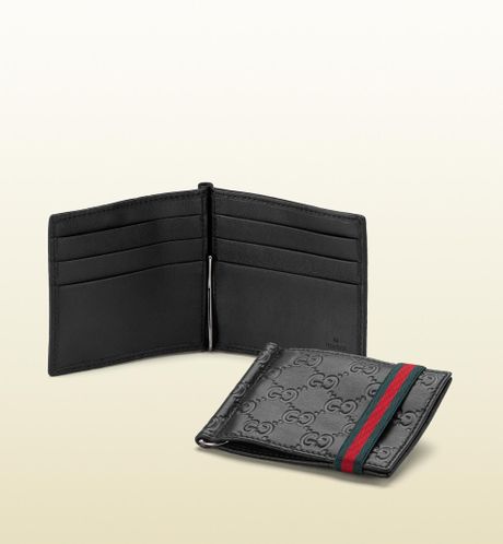 Gucci Ssima Leather Money Clip Wallet in Black for Men | Lyst