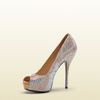 Gucci Sofia Etoile High Heel Opentoe Platform with Strass Embroidery in Beige - Lyst