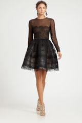 Oscar de la Renta Sheer Lace Cocktail Dress