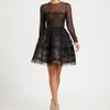 Oscar De La Renta Sheer Lace Cocktail Dress in Black - Lyst