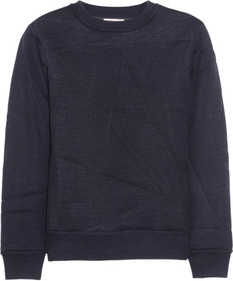 Acne Charlotte Quilted Merino Wool Sweater in Blue - Lyst