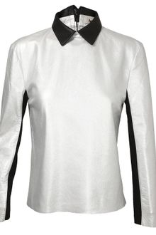 Acne Lydia Contrasting Leather Top - Lyst