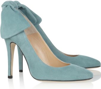 Carven Bow Embellished Suede Pumps - Lyst