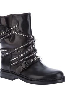 Casadei Embellished Strapy Biker Boot - Lyst