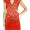 Matthew Williamson Feathertrimmed Embellished Lace Dress in Red - Lyst