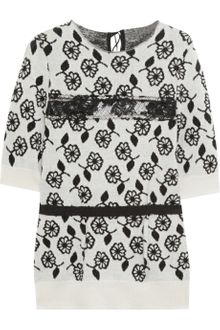 Nina Ricci Lace-Trimmed Floral Wool and Cashmere-Blend Sweater - Lyst