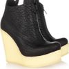Pedro Garcia Fedora Textured Leather Wedge Ankle Boots in Black - Lyst