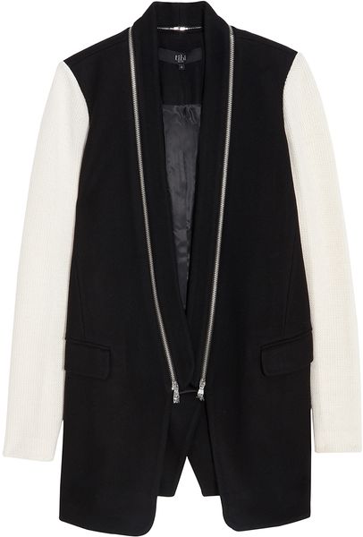 Tibi Knit Cashmere Combo Coat in Black - Lyst