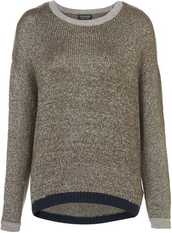 Topshop Knitted Wetlook Jumper - Lyst