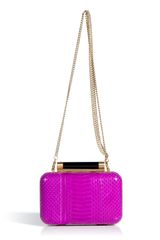 Diane Von Furstenberg Fuchsia Snakeskin Small Tonda Clutch