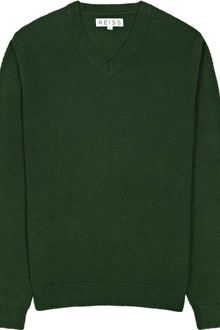 Reiss Waffle Stitch V-Neck Jumper - Lyst
