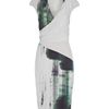Reiss Draped Printed Dress in Green (pale grey) - Lyst